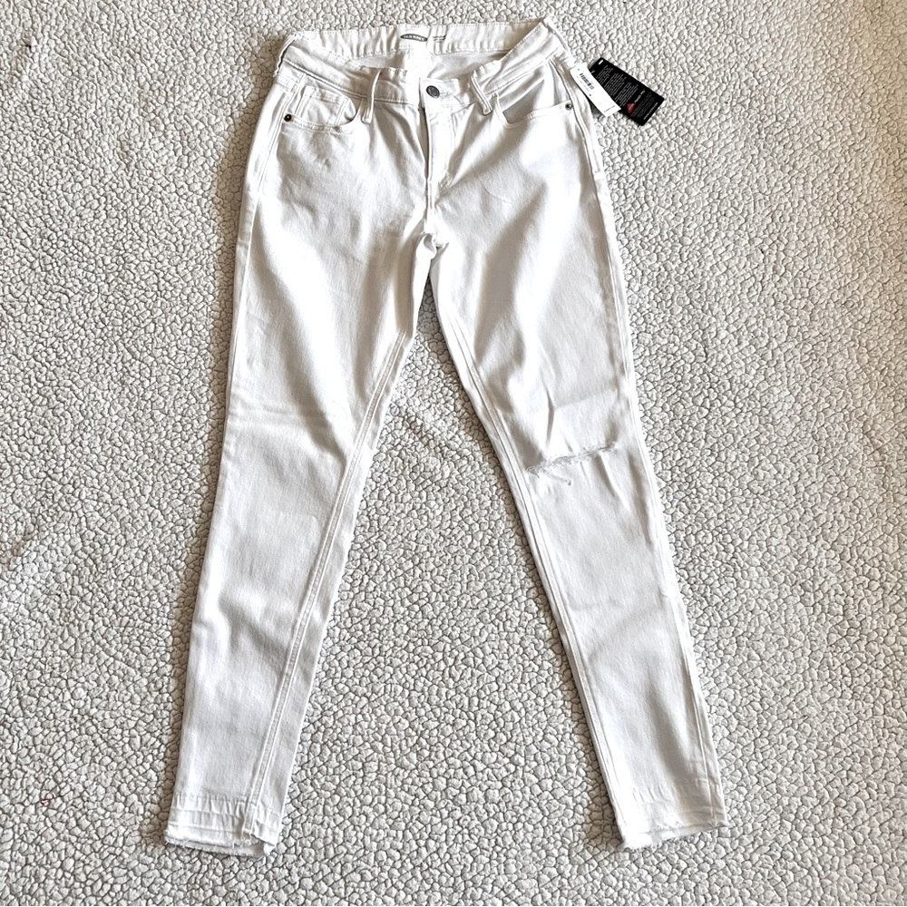 Mid ride white destructed denim pants size 4 NWT